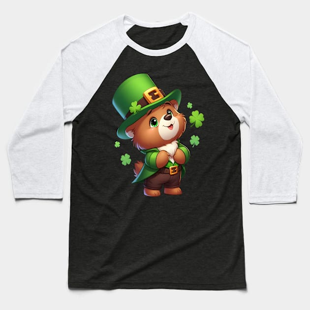 Cute Irish Leprechaun Bear Kawaii Baseball T-Shirt by Teddy Club